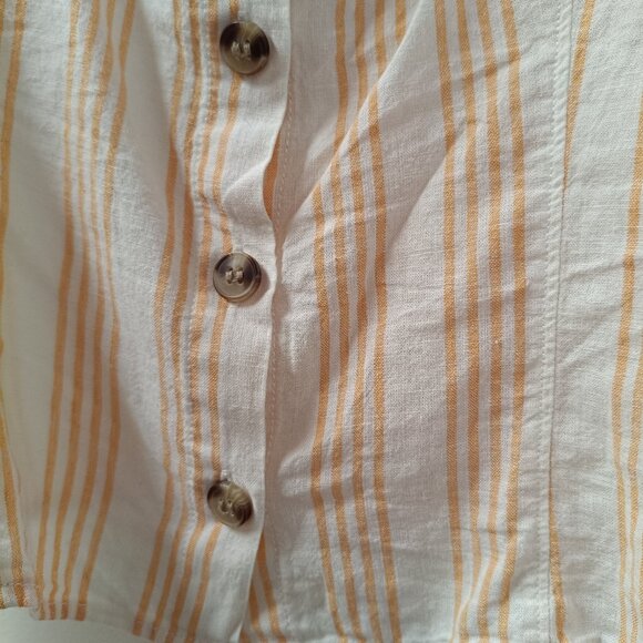 2/$20 Linen Cotton Blend Orange Stripe Button Vest Camisole Top, Woman Medium - Picture 10 of 12